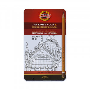 1502012009PLRU Набор чернографитных карандашей проф-ных №2 12 шт. ассорти "Graphic" (5В-5Н) KOH-I-NOOR Hardtmuth