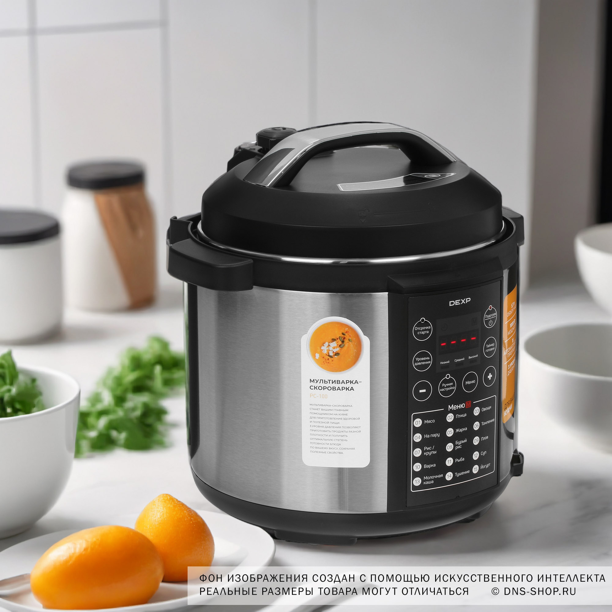 5053179 Мультиварка-скороварка DEXP PC-100 серебристый STDN-0057453 - Вид №15