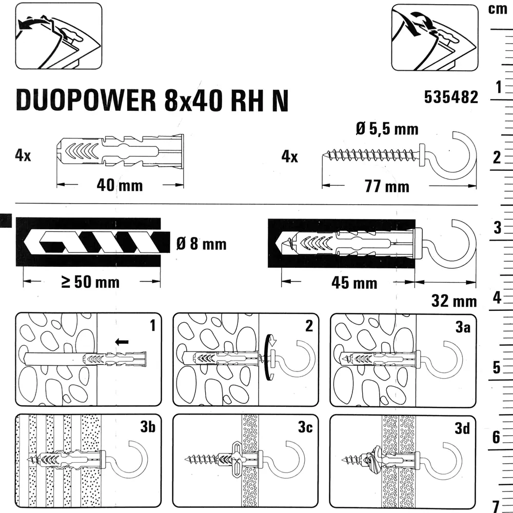 Дюбель универсальный DuoPower 8x40 мм, крюк-полукольцо, цвет белый, 4 шт FISCHER STLM-2189995 - Вид №3