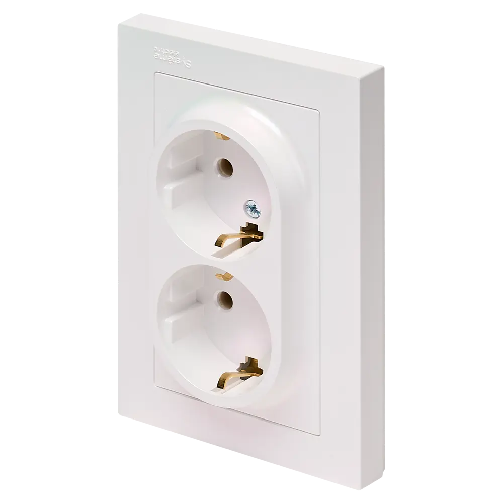 Розетка двойная встраиваемая Systeme Electric AtlasDesign с заземлением цвет жемчужный 89457358 STLM-2004207 - Вид №1