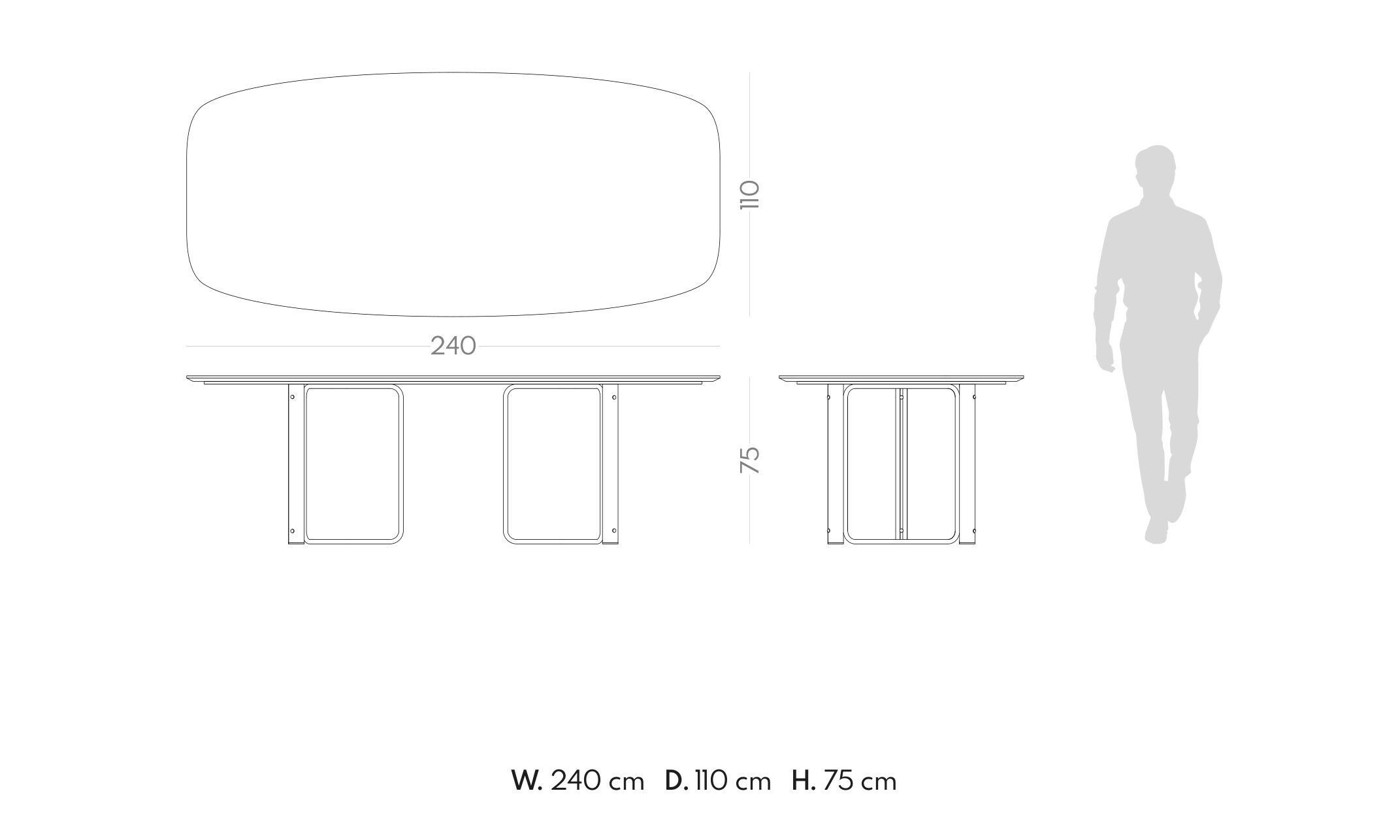 Прямоугольный обеденный стол из черного мрамора Marquina PRADDY Natur ARCH-00018394 - Вид №1