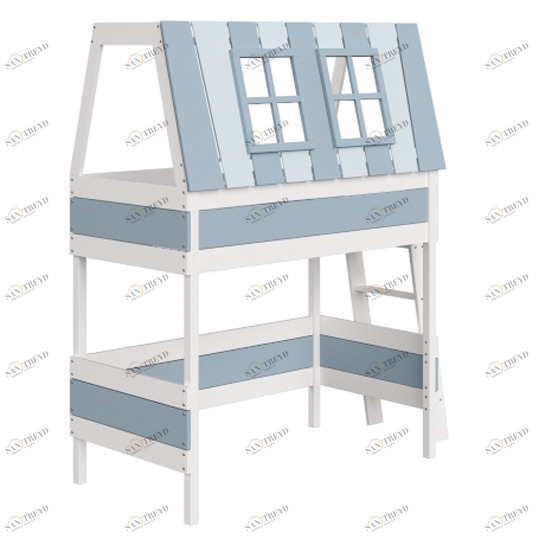 Кровать-чердак Home West M 80х160 см белая, серая ELLIPSE ELLIPSE HOME 351809 Белый;серый Santreyd 