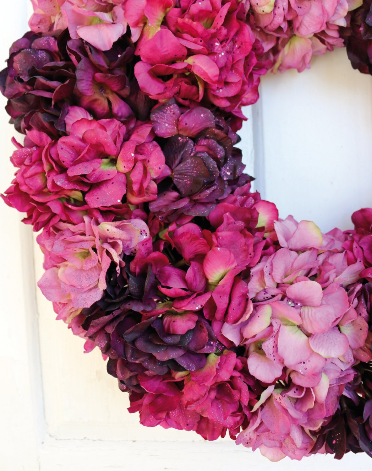 2010 231 a3 Искусственный венок из гортензии с глиттером, Ø 55 см, фиолетово-золотой H-andreas  - Вид №6