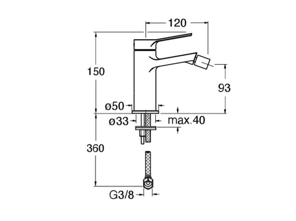Однорычажный смеситель для биде без слива CRISTINA Rubinetterie Elevation ARCH-00145177 - Вид №2