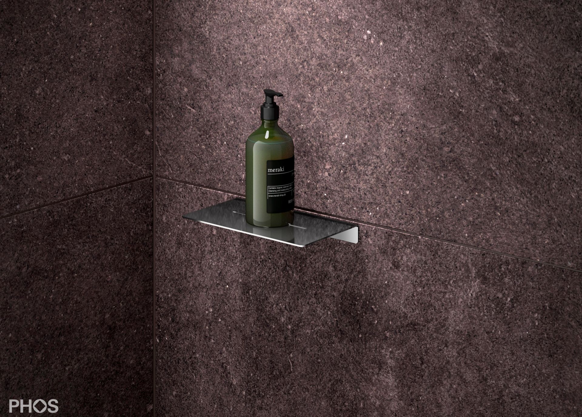 DA200PL Полка для душа с резьбой, длина 20 x глубина 12 см, полированная PHOS  - Вид №3