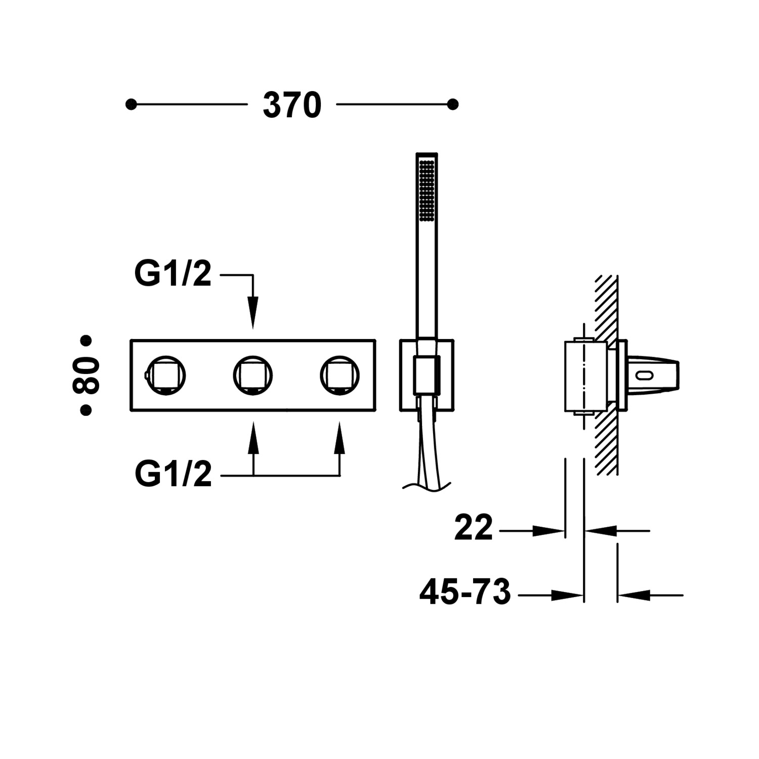 B-SYSTEM 3-ходовой встраиваемый термостатический смеситель B-system-30725301OPM TRES Thermostatic - Вид №1