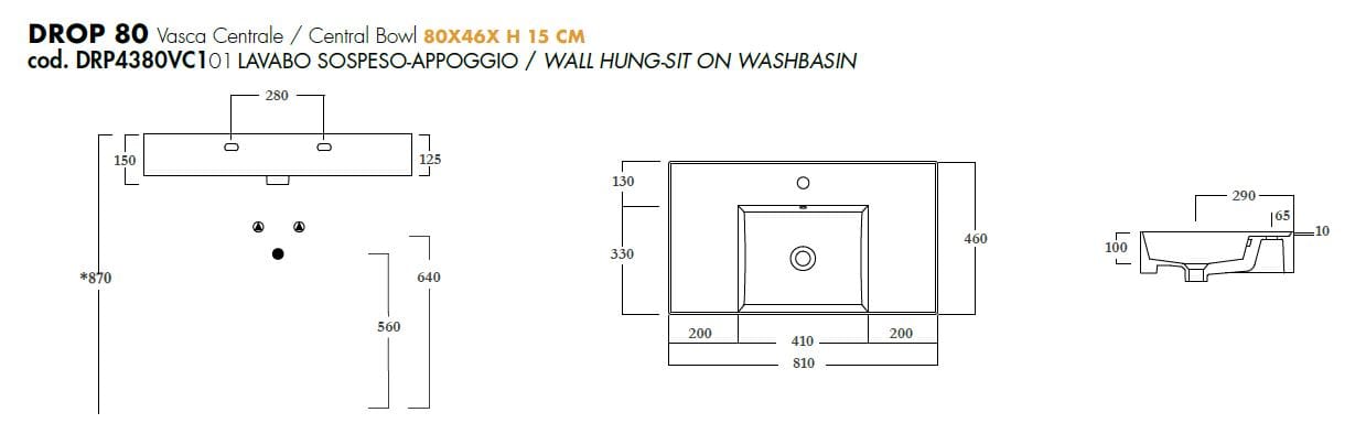 Керамическая одиночная прямоугольная раковина Olympia Ceramica DROP ARCH-00136620 - Вид №12
