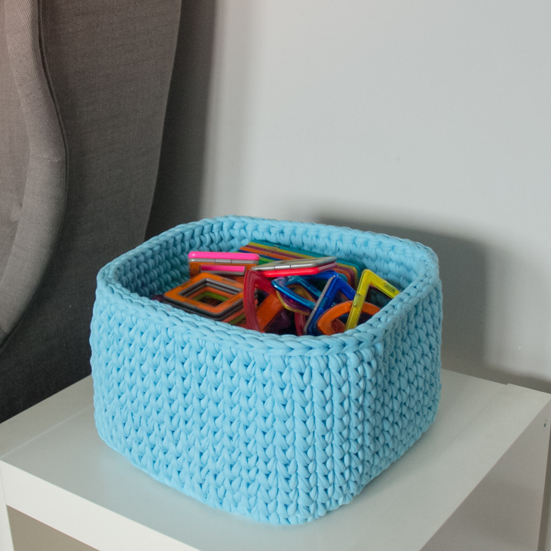 Вязаная корзина квадратная малая голубая VAMVIGVAM  282002 Голубой Santreyd  - Вид №2