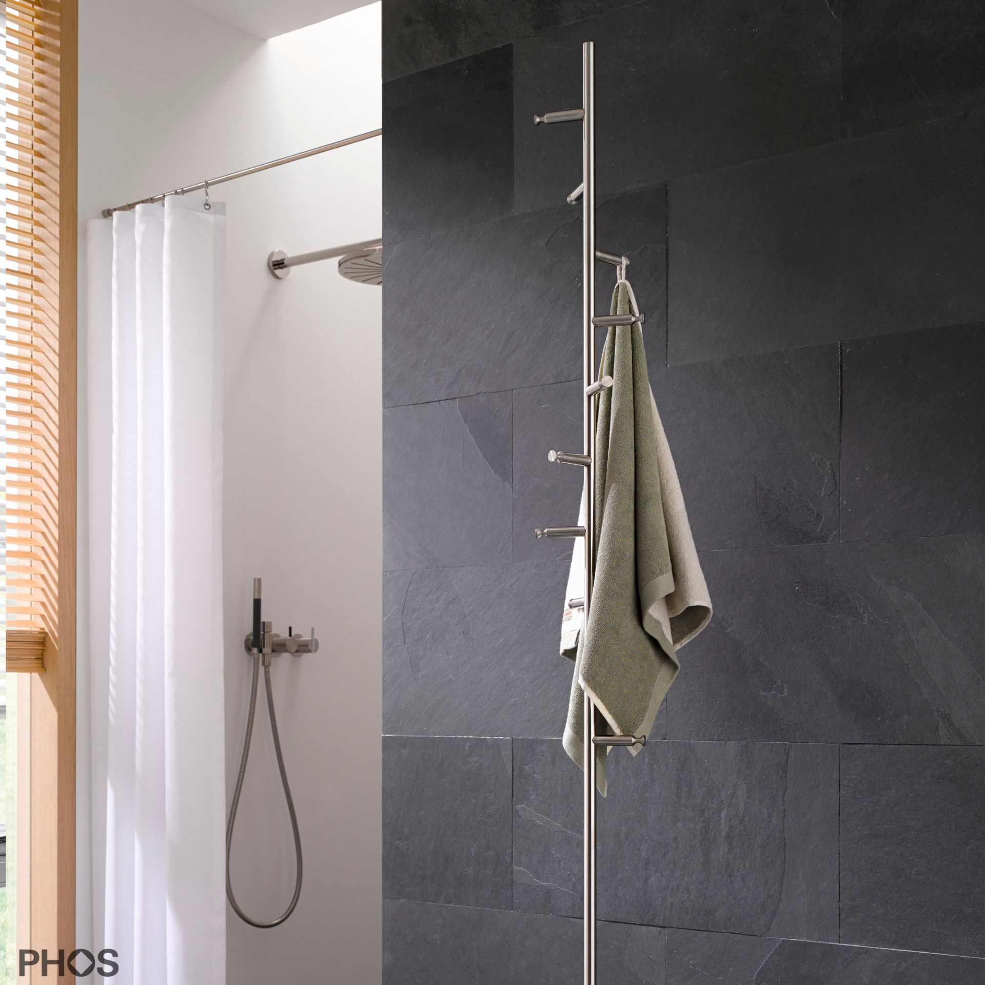 GSTH10-B Вешалка для полотенец и вешалка для верхней одежды с 10 крючками, основание: серое PHOS 