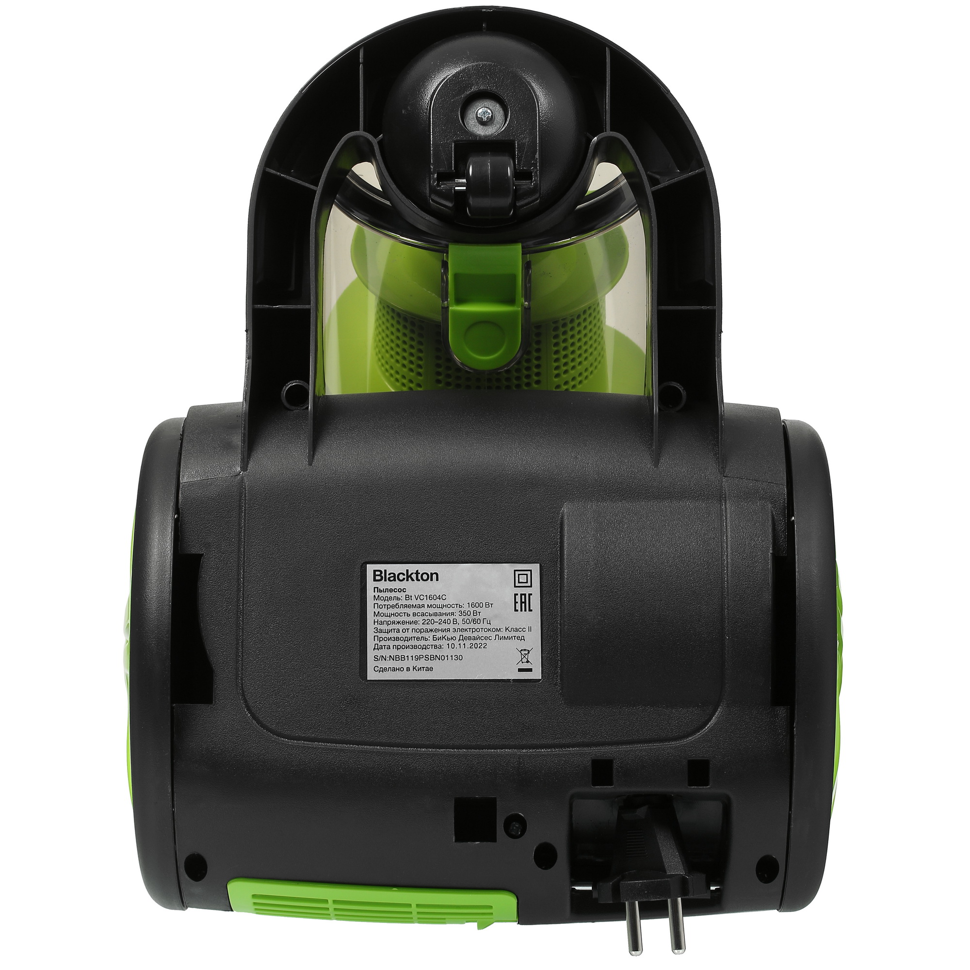 9966422 Пылесос Blackton Bt VC1604C зеленый STDN-0147034 - Вид №4