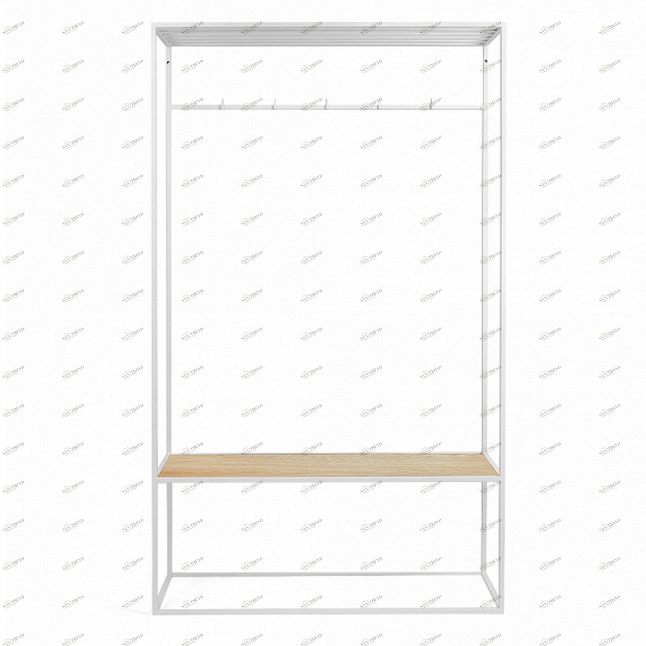 Вешалка в прихожую с полкой белая, светлый дуб Hallra white INTELLIGENT DESIGN ВЕШАЛКИ HALLRA 261051 Белый 