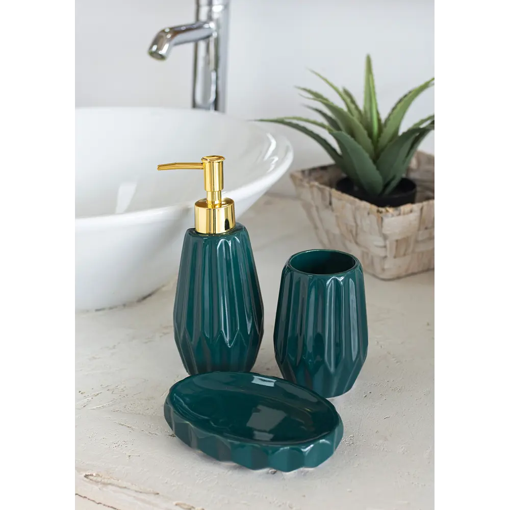 Дозатор для жидкого мыла Emerald, керамика, цвет изумрудный 82369147 STLM-2173775 PROFFI HOME - Вид №3