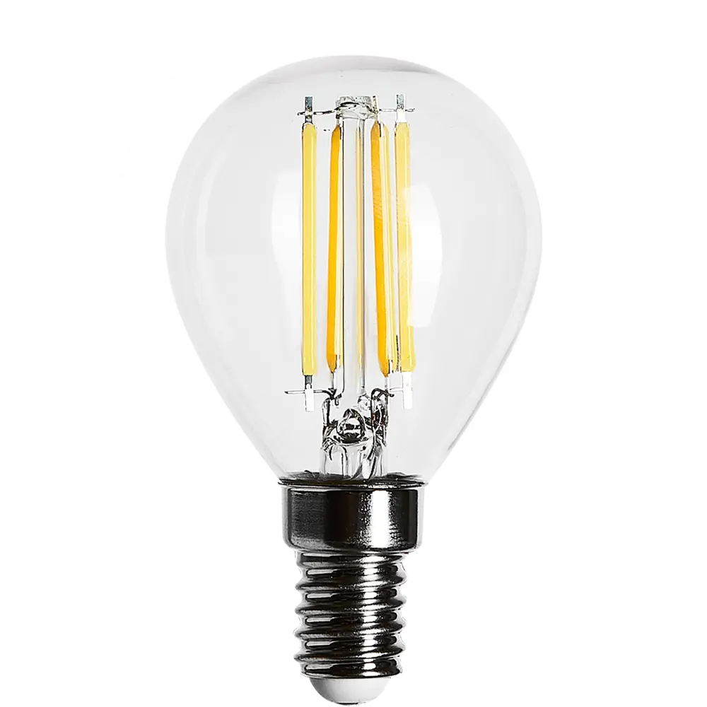 Лампа светодиодная филаментная Osram E14 220 В 5 Вт шар прозрачная 520 лм белый свет, для диммера 82455736 STLM-2204691  - Вид №1