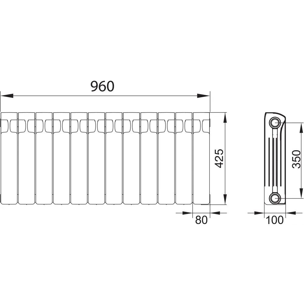 RIFAR Monolit 350 - биметаллический радиатор на 12 секций для эффективного отопления 13313938 STLM-0938618 - Вид №6