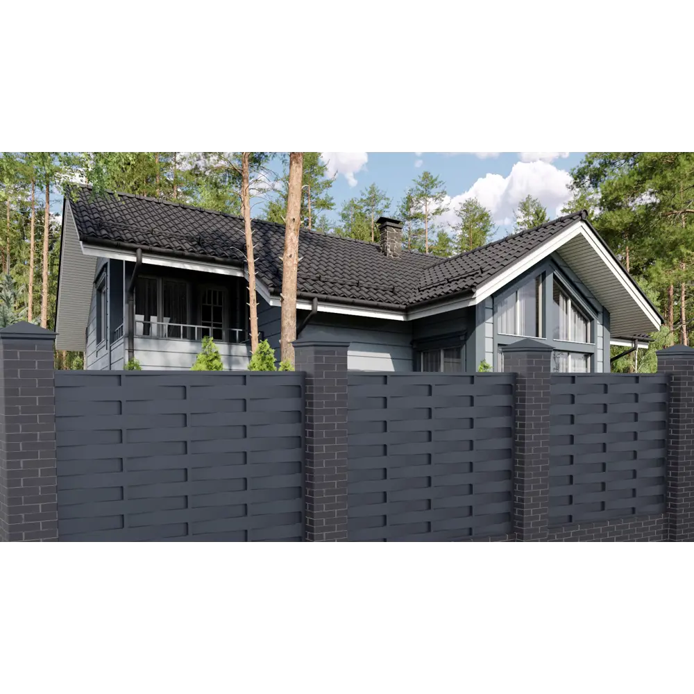 Santreyd Утес - Забор-жалюзи графит 2×2.5 м с шахматным плетением 88698251 нет STLM-0953057 - Вид №1