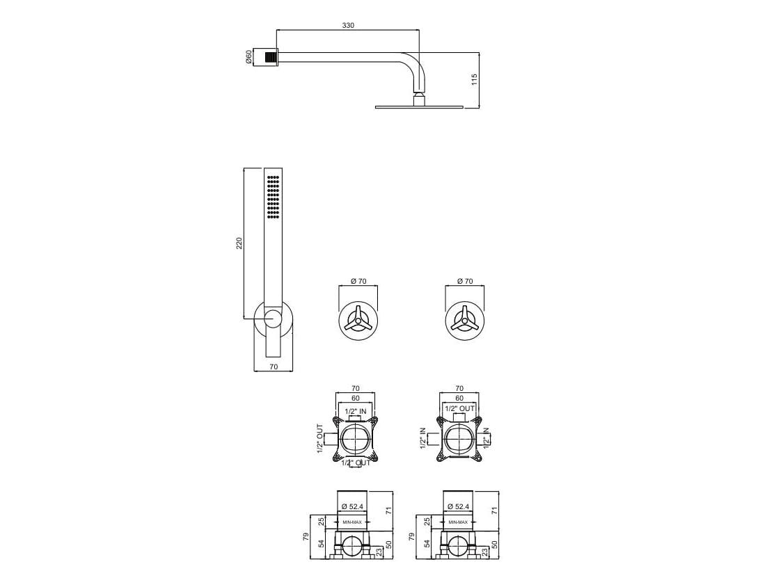 Смеситель для душа с душем QD Magistro Lab Tomeo ARCH-00034395 - Вид №3
