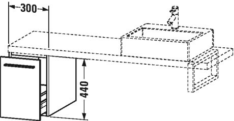 XL543004949 Шкафчик для консоли X-Large #XL5430 300 x 548 мм Графит матовый, декор Duravit - Вид №1