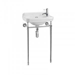 Burlington Cloakroom Раковина в эдвардианском стиле 51 см с подставкой для умывальника Белый с 1 отверстием под смеситель B8R T21A CHR