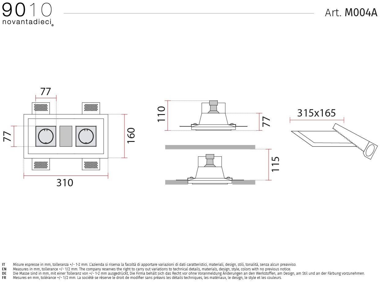 9010 novantadieci Встраиваемый точечный светильник cristaly® led  M004a  - Вид №2