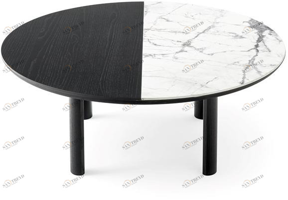 Calligaris Круглый журнальный столик из фанерованной древесины и керамики Bam Cs5128-m