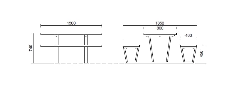 Прямоугольный стол для пикника WPC со встроенными скамейками Studio Città VOLT COMPACT ARCH-00140202 - Вид №9