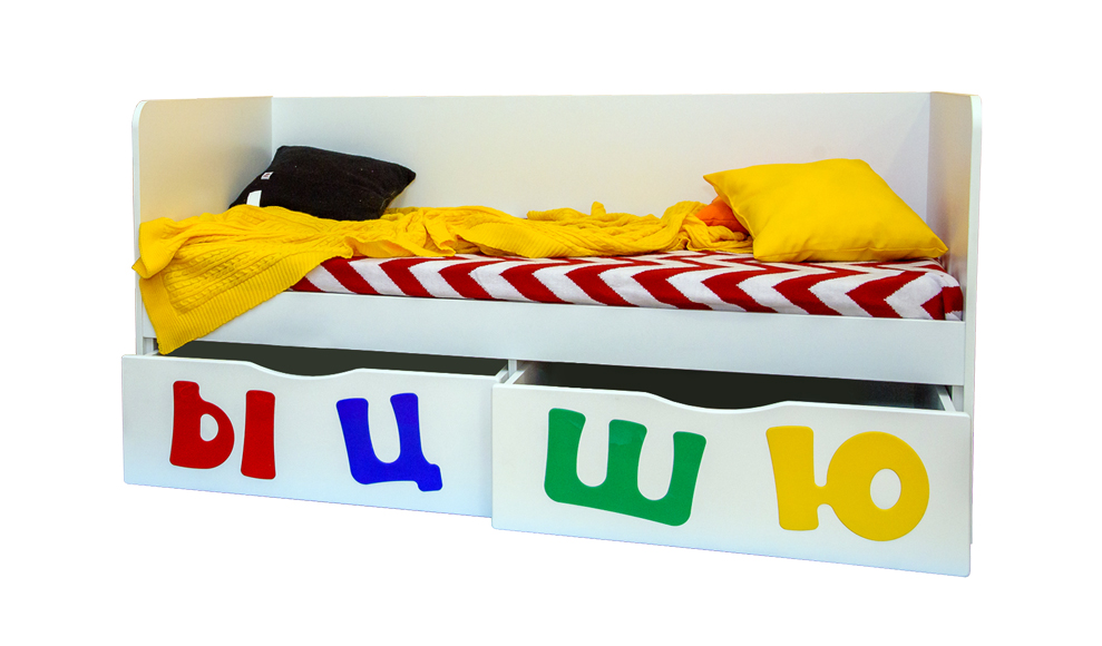 Детский диван-кровать с 2 ящиками "Абвгдейка" МАНДАРИН АБВГДЕЙКА 178607 Белый Santreyd  - Вид №3