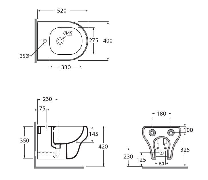 Керамическое подвесное биде Azzurra Ceramica CHARME ARCH-00141983 - Вид №2