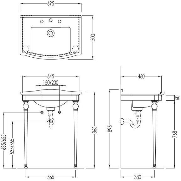 Devon&Devon Умывальник с одной консолью Westminster sun-id-1473405 - Вид №3