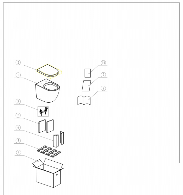 C01011W-ENG Приставной унитаз напольный Белый Bravat Gina Турция - Вид №1