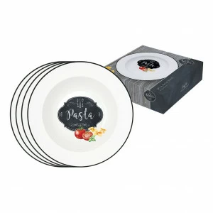 Тарелки фарфоровые для пасты 4 шт черно-белые "Кухня в стиле Ретро" EASY LIFE КУХНЯ В СТИЛЕ РЕТРО 00-3946491 Белый;черный