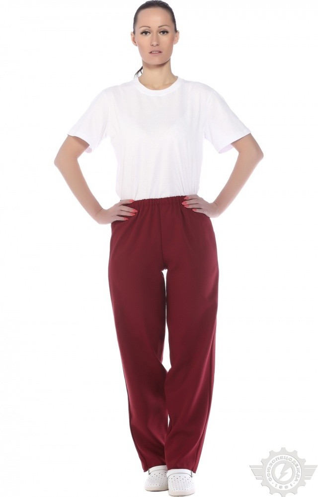 66076 Брюки ткань "Габардин" цвет бордо  Медицинская одежда  размер 52-54 Спецодежда  - Вид №5