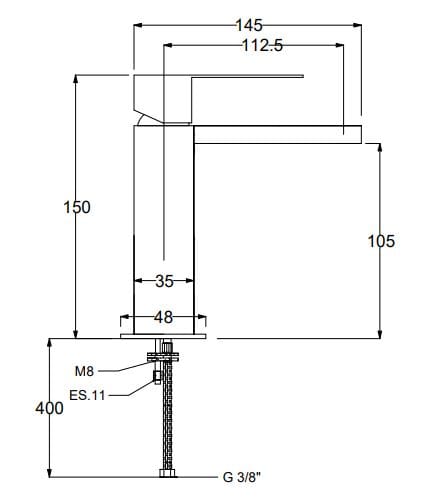 Однорычажный смеситель для раковины с автоматическим сливом QD Magistro Lab приложение ARCH-00050040 - Вид №2