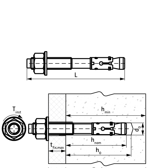 609871101 WTB1 Клиновой анкер из нержавеющей стали высокоэффектиный распорный анкер из нержавеющей стали для бетона с трещинами walraven  - Вид №1
