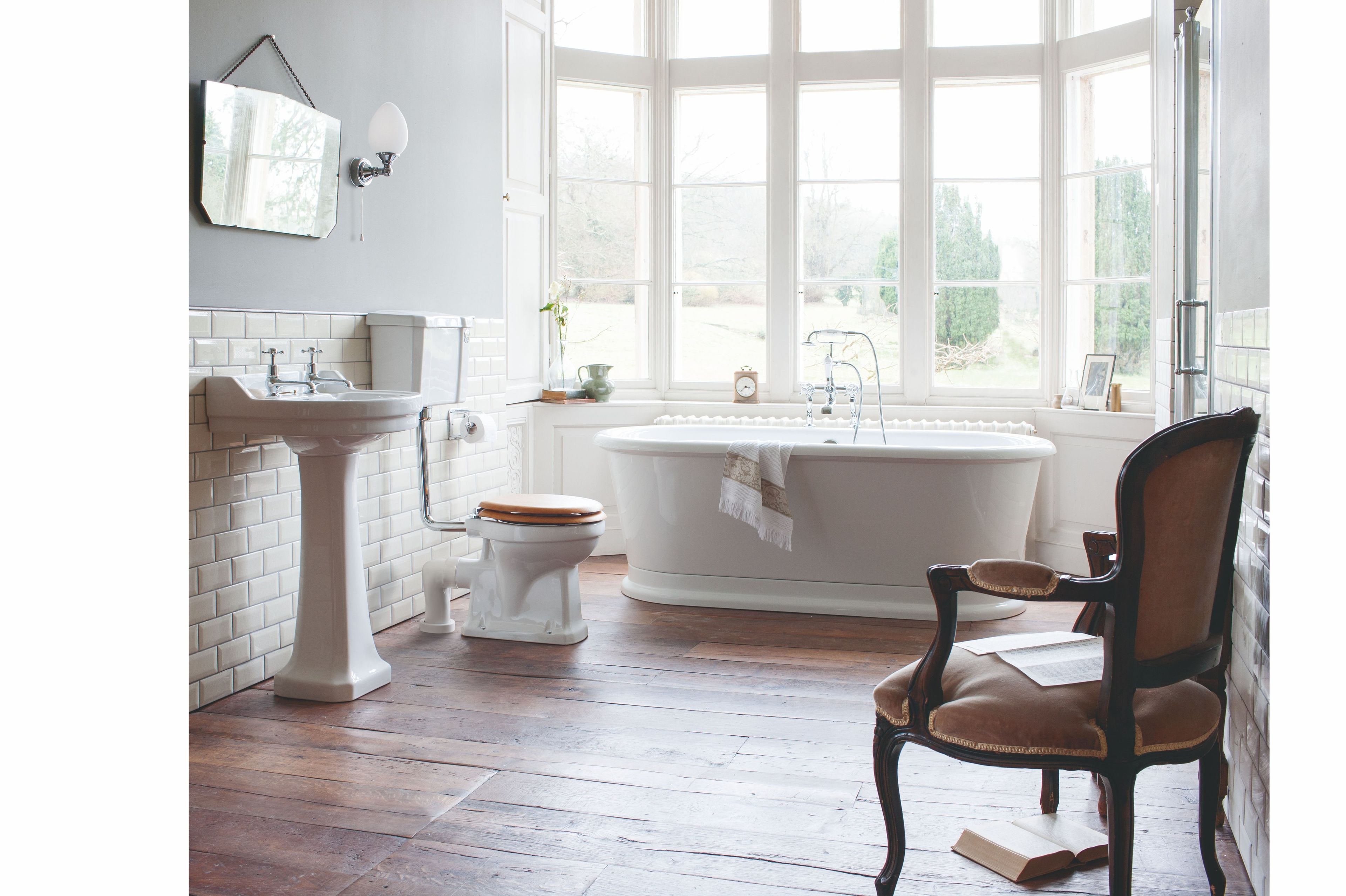 Круглый умывальник из стекла на колонне Burlington Эдвардианская ARCH-00052457 - Вид №1