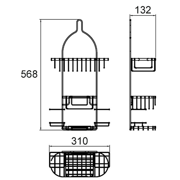 014W050M44 Полка многоярусная прямая проволока стальная 14 Milardo Shelf - Вид №2