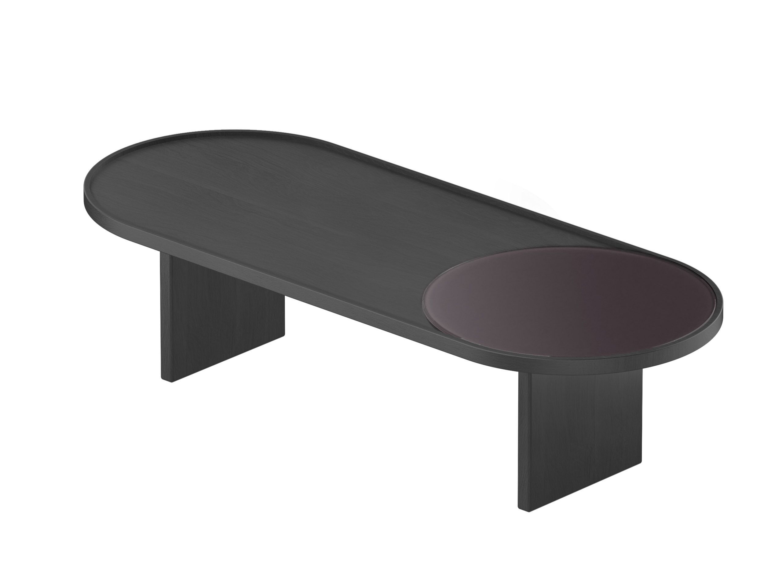 Овальный журнальный столик из дерева и стекла Noah Living Piet ARCH-00144652