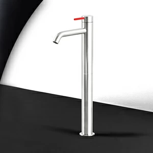 Смеситель для раковины сталь глянцевая с красной ручкой Toki Radomonte TKI6LCIL15