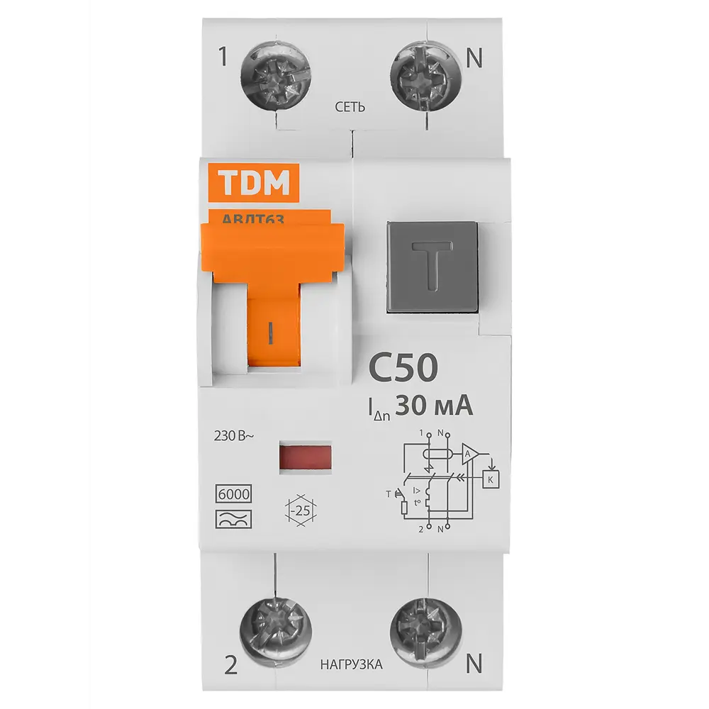 Дифференциальный автомат TDM Electric АВДТ63 - защита от токов утечки 89347142 STLM-1103035 - Вид №1