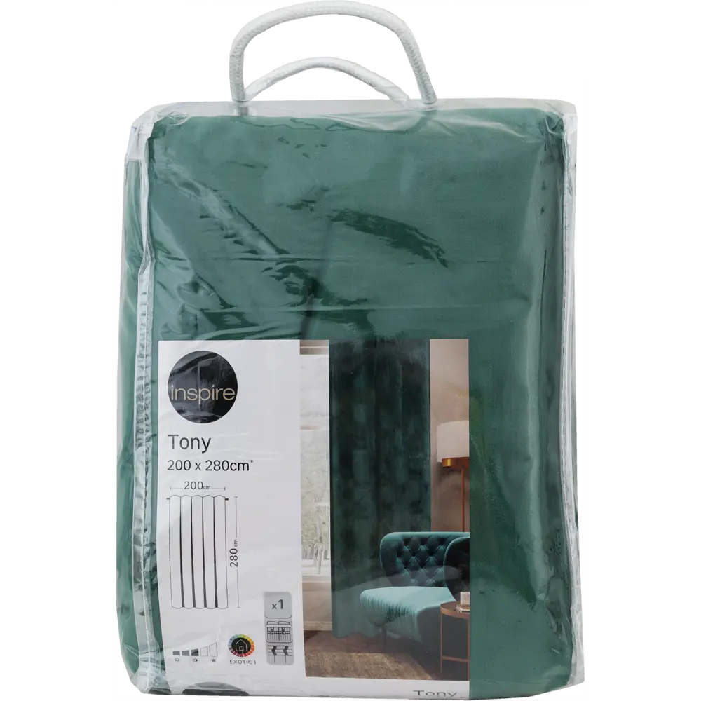 Штора на ленте со скрытыми петлями Inspire Tony 200x280 см цвет изумрудный Exotic 1 82497483 STLM-2043984  - Вид №6