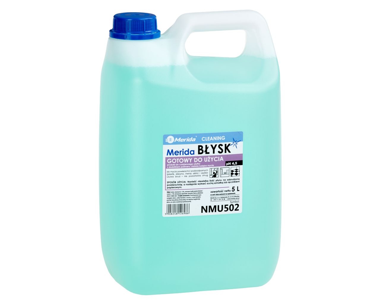 NMU502 BŁYSK жидкость для очистки водостойких поверхностей, для повседневного использования, канистра 5 л Merida 