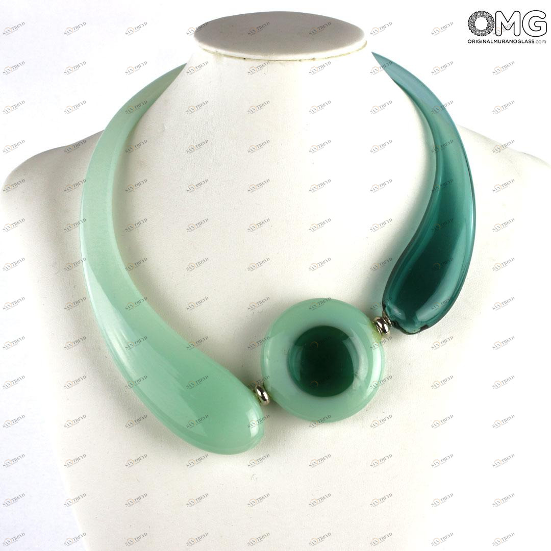 4420 ORIGINALMURANOGLASS Колье Дениз Зелёное - муранское стекло OMG 21 см 