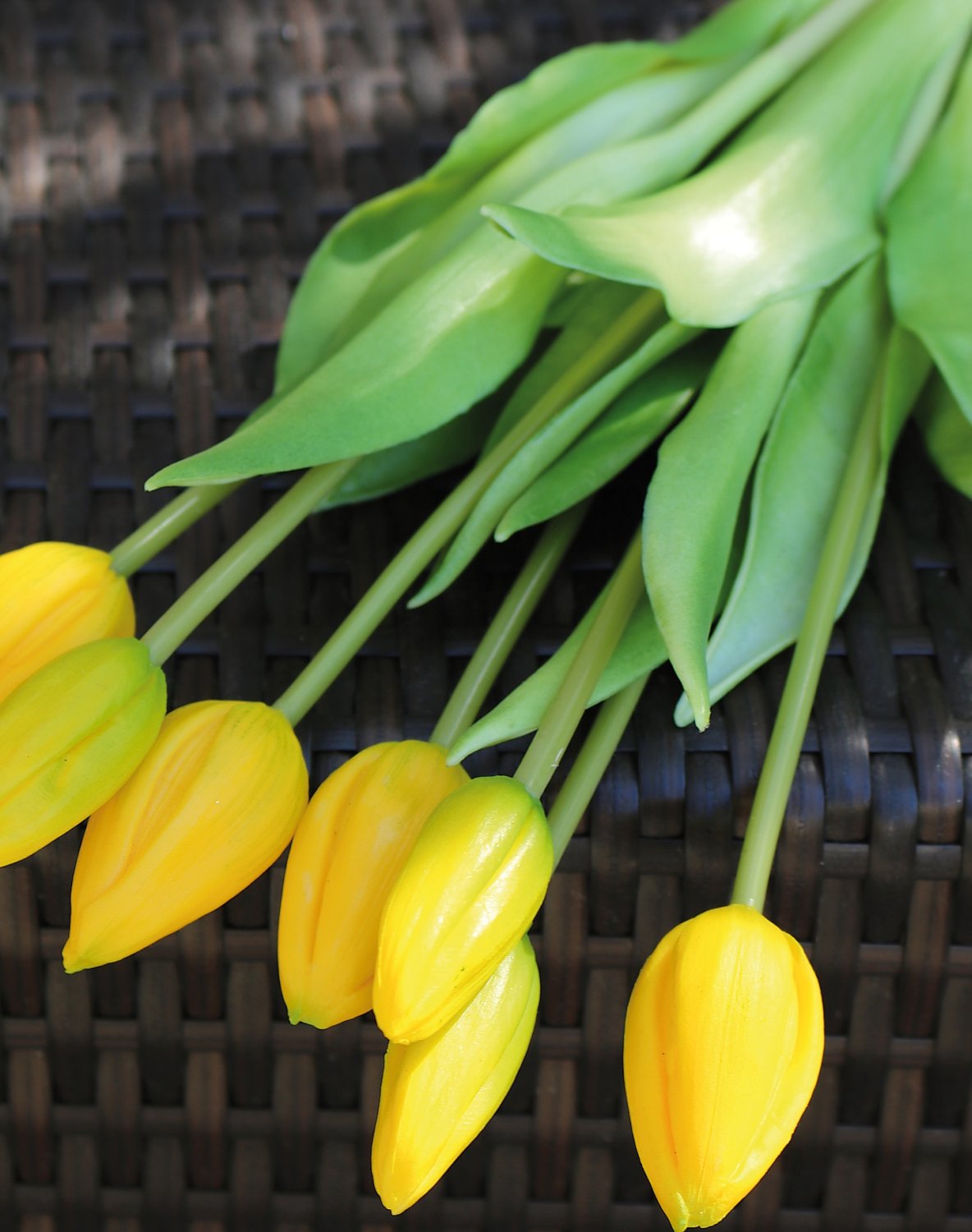 2942 330 a3 Искусственный букет тюльпанов, 7-кратный, 44 см, real touch, желтый H-andreas  - Вид №1