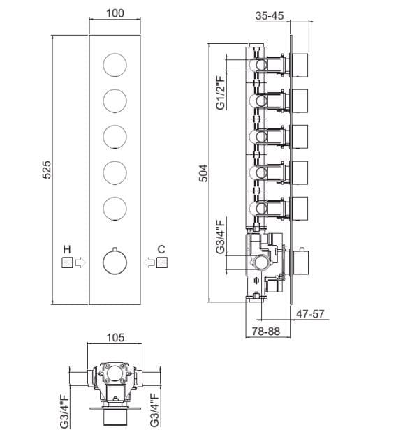 Встраиваемый термостатический смеситель для душа с пластиной CARIMALI ilTondo ARCH-00097839 - Вид №4