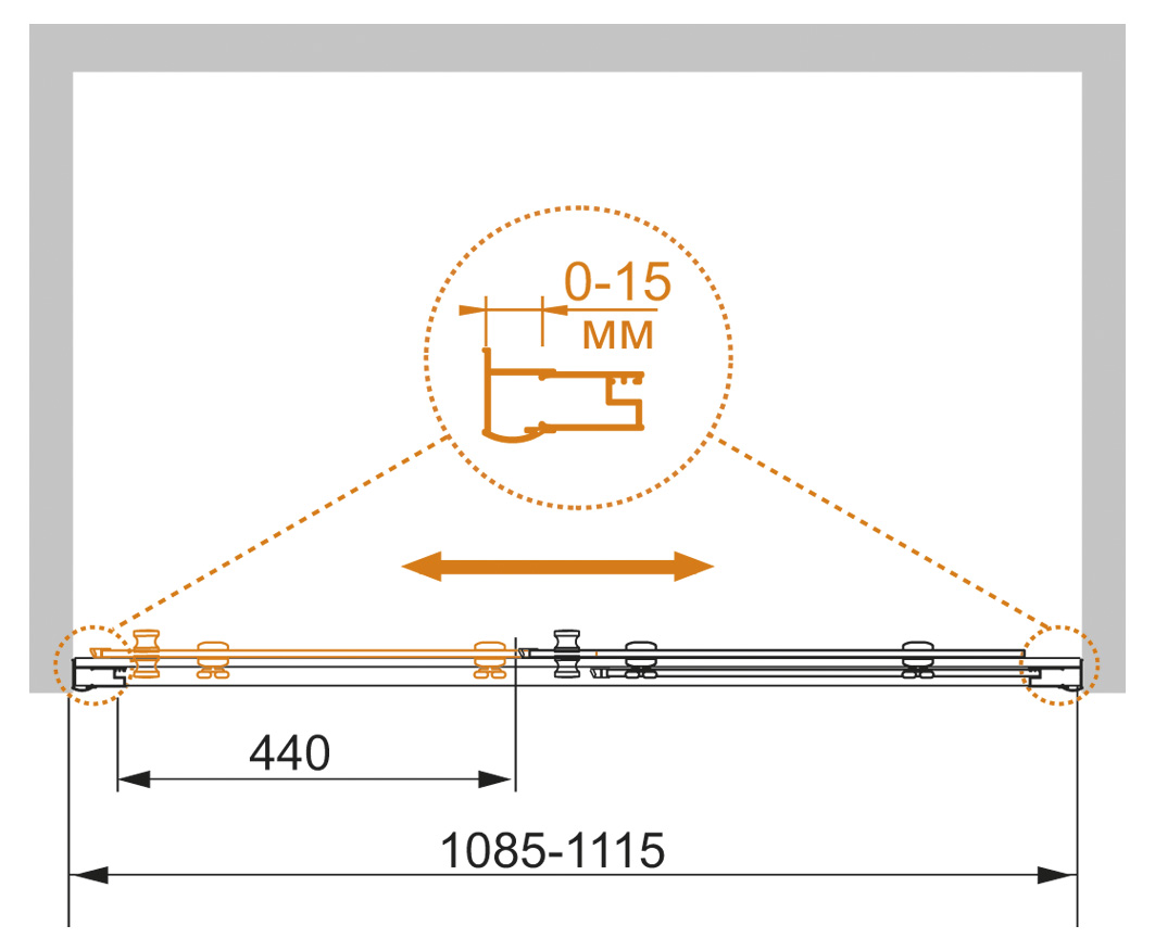 Душевая дверь в нишу CEZARES PRATICO-BF-1-110-P-Cr - Вид №8
