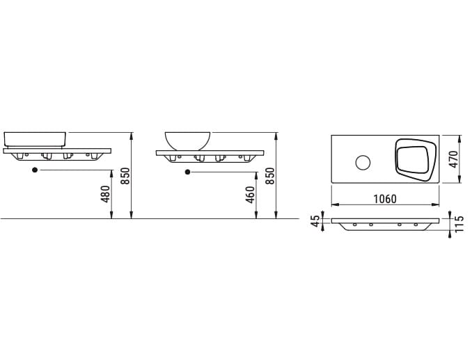 Керамическая столешница с одной раковиной Ceramica Dolomite за пределами ARCH-00062187 - Вид №5