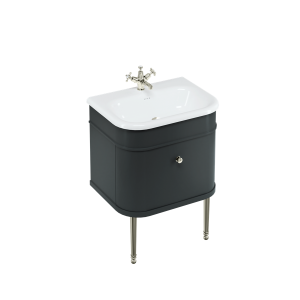 Burlington Chalfont Chalfont 650 мм одинарный ящик - матовый черный с никелевыми ножками CH65MB-CHLEGNKL