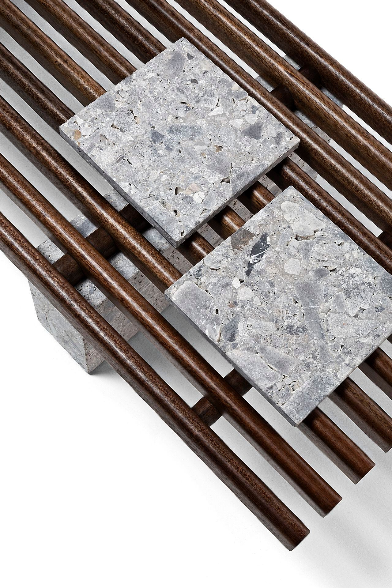 Низкий садовый столик из красного дерева и мрамора Exteta Panarea ARCH-00090767 - Вид №2