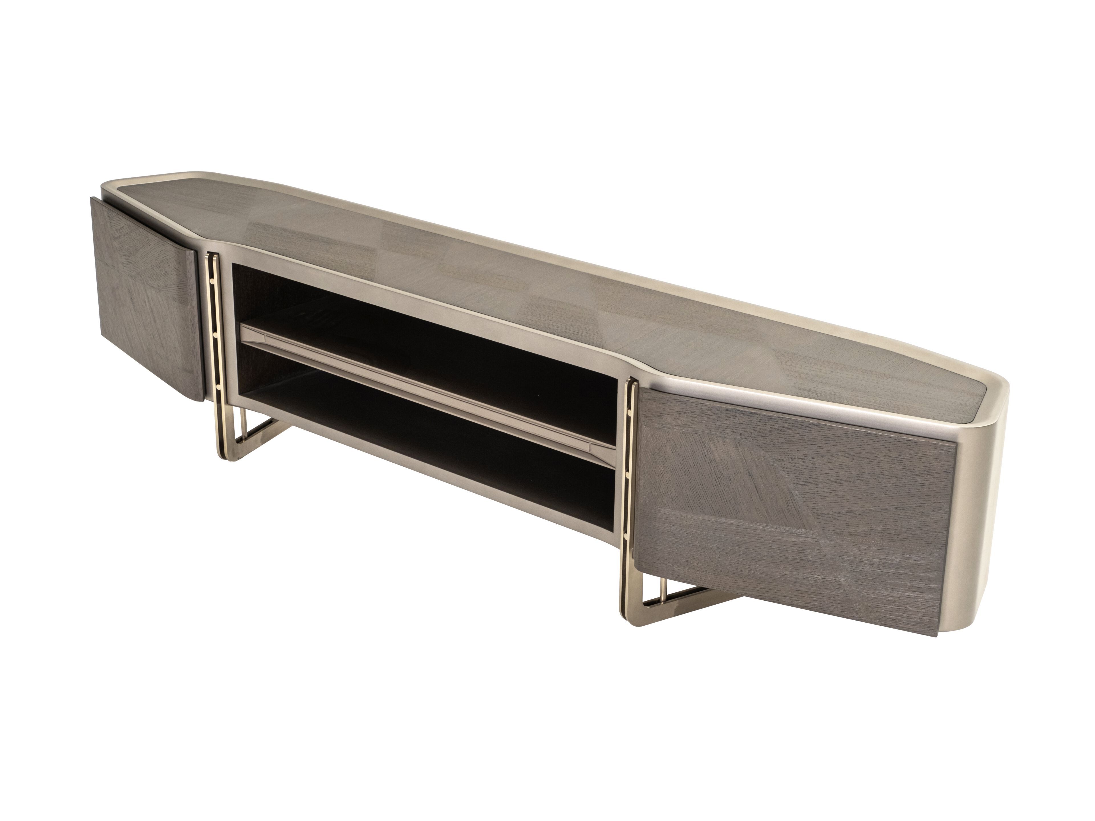 Низкий шкаф для телевизора с распашными дверцами Zebrano Athena ARCH-00084919