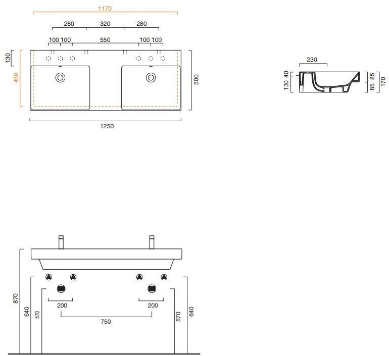 Подвесная раковина настенная овальная CERAMICA CATALANO New zero белая sun-id-1448392 - Вид №7