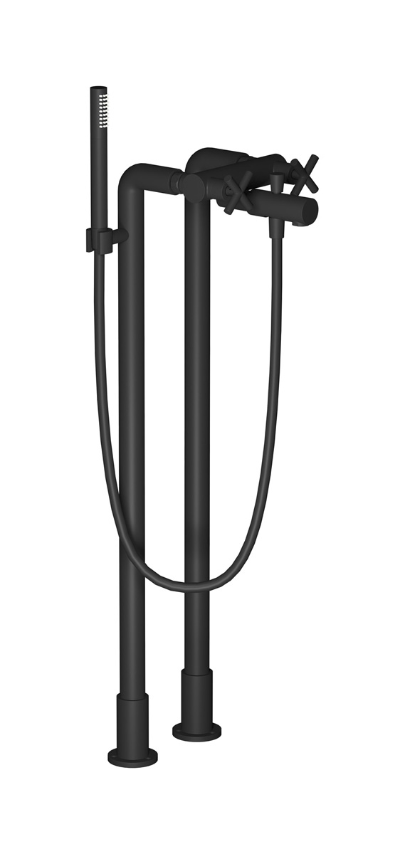 Напольный смеситель для ванны с 2 колоннами и душевым гарнитуром. WE ARE IB wo390np Matt Black WOW